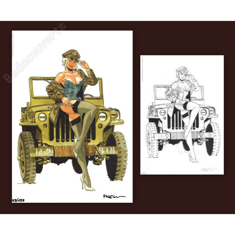 Meynet - Pin-up Mirabelle Jeep Willys 2020 Duo d'ex-libris Meynet - Pin-up Mirabelle Jeep Willys 2020 Duo d'ex-libris