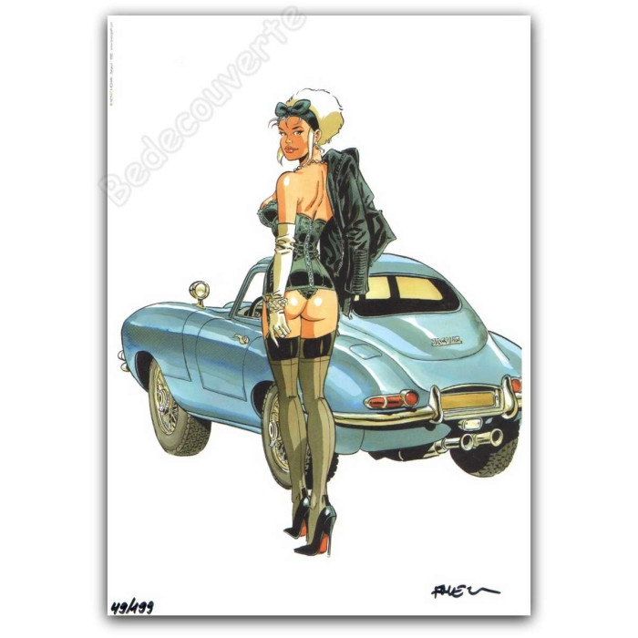 Meynet - Pin-up Mirabelle Voiture Jaguar Type E 2020 Duo d'ex-libris