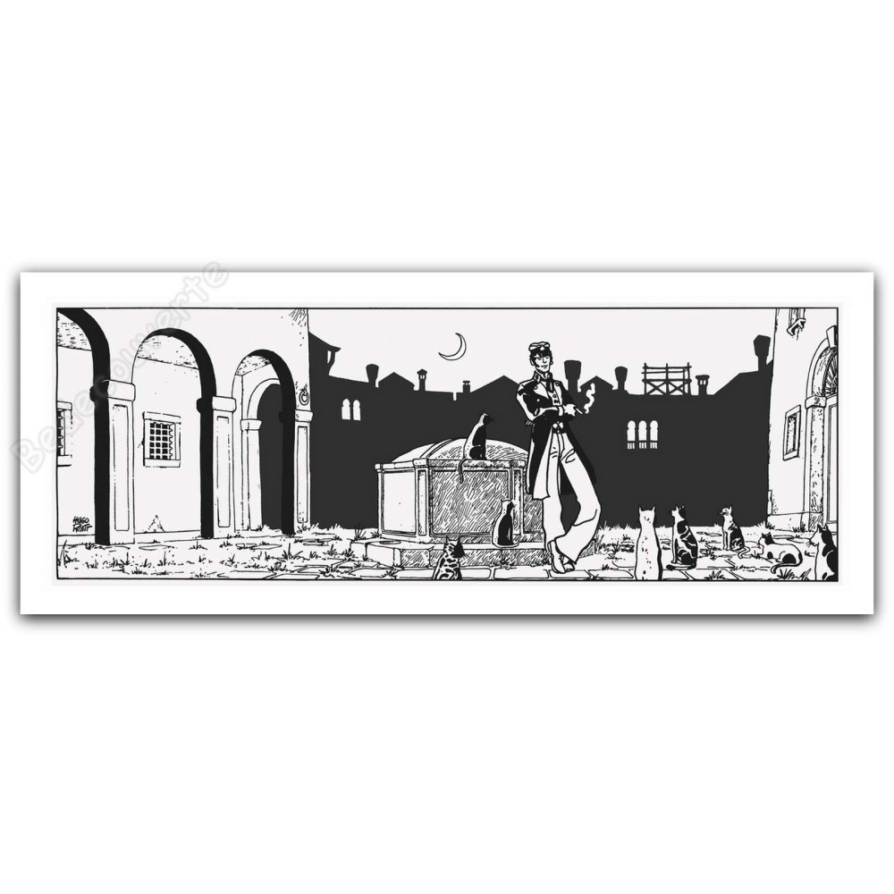 Pratt - Sérigraphie Corto Théâtre Fable de Venise 20x50 cm