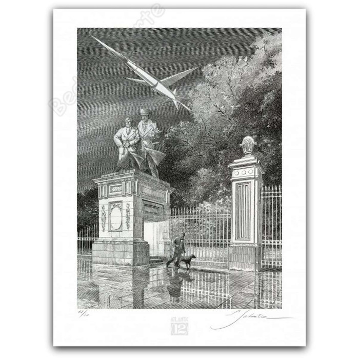 François Schuiten - Blake et Mortimer Fête de la BD de Bruxelles 2019 Variante Estampe Encre Pigmentaire