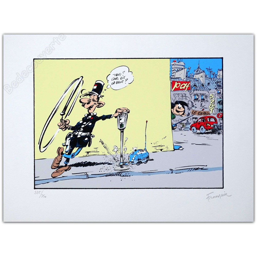 Franquin - Gaston et Longtarin Le parcmètre Sérigraphie