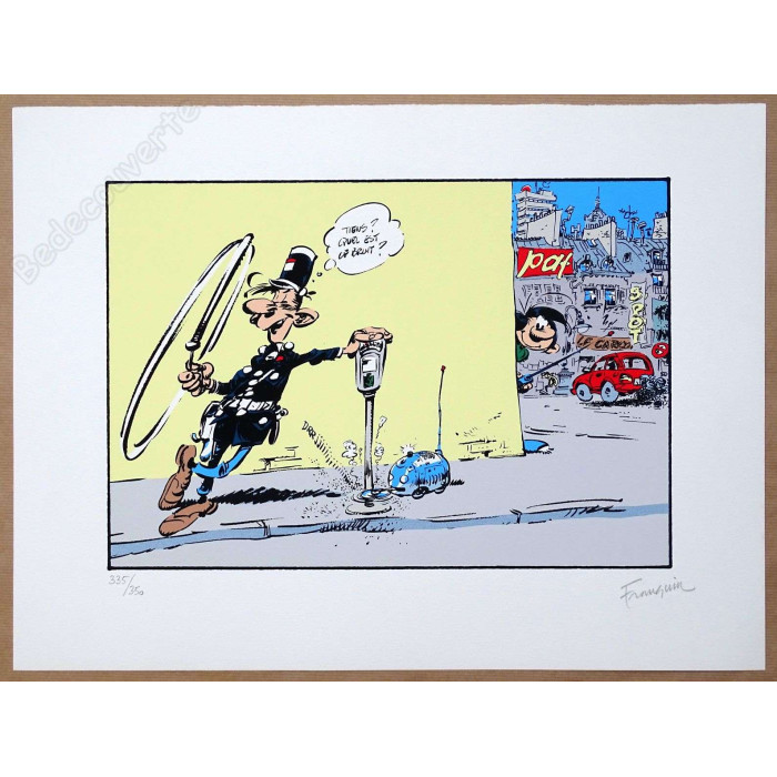 Franquin - Gaston et Longtarin Le parcmètre Sérigraphie