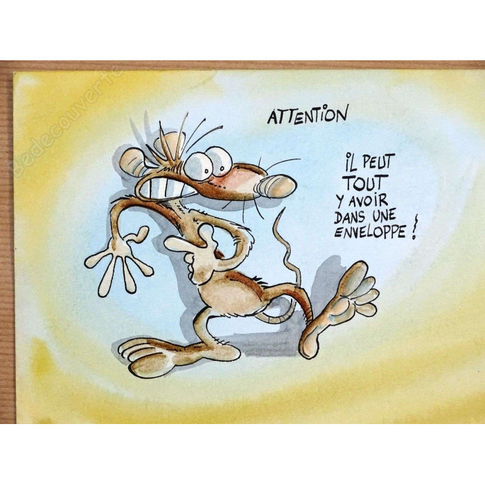 Ptiluc - Dessin Original Les Rats Attention