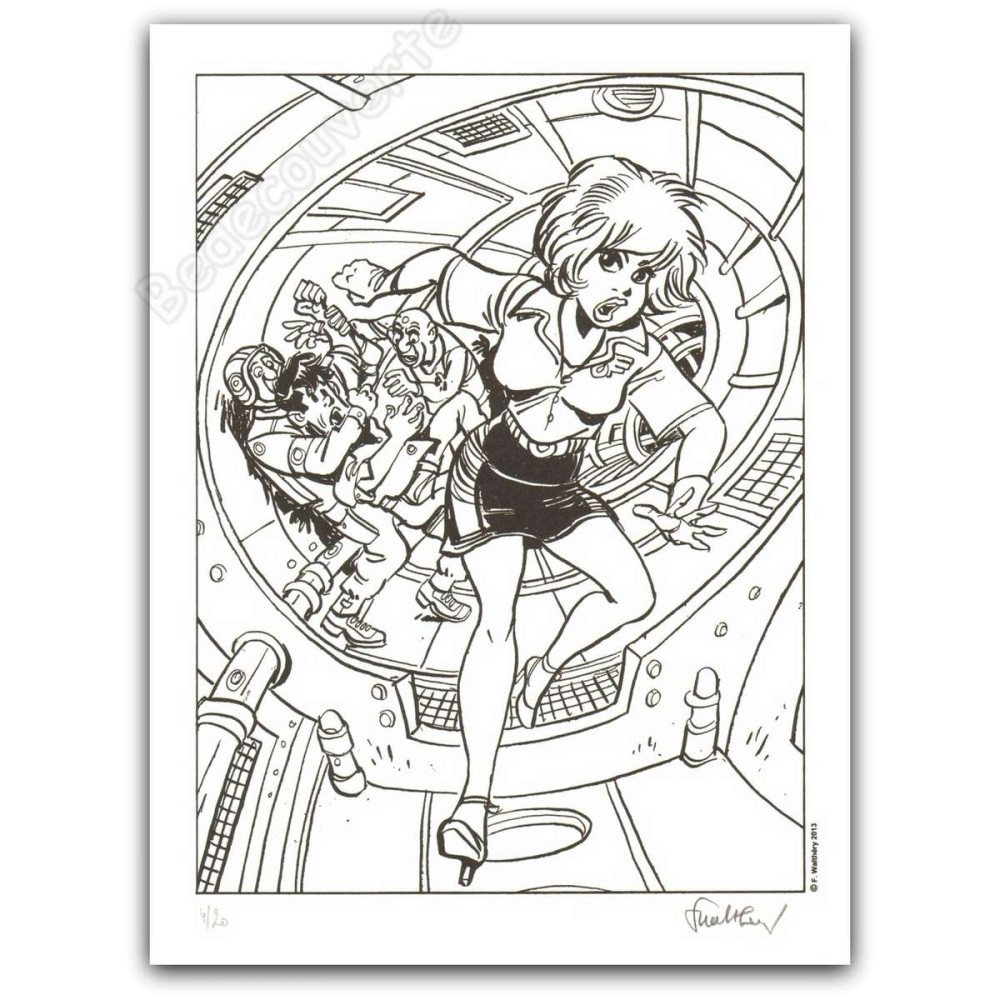 Walthéry - Natacha Couverture Spirou 2207 inversée Noir et blanc