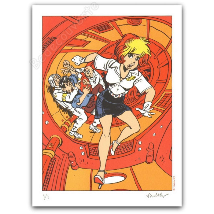 Walthéry - Natacha Couverture Spirou 2207 inversée Variante Rouge