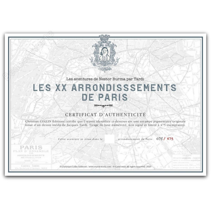 Tardi - Estampe pigmentaire Nestor Burma 2ème arrondissement de Paris