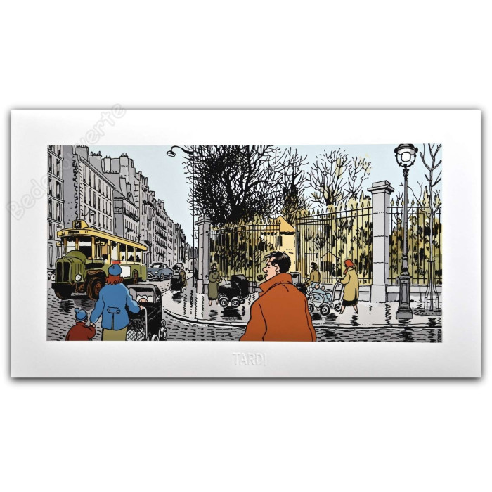 Tardi - Estampe pigmentaire Nestor Burma 6ème arrondissement de Paris