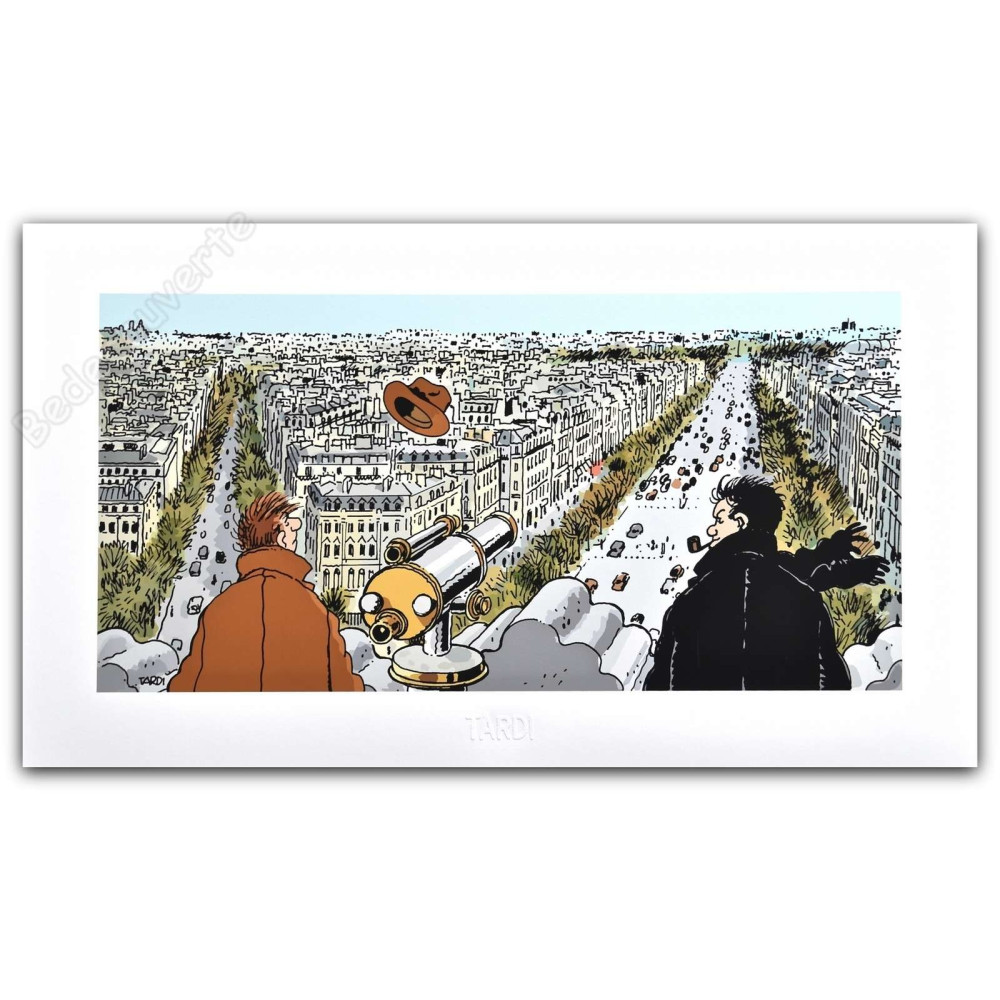 Tardi - Estampe pigmentaire Nestor Burma 8ème arrondissement de Paris