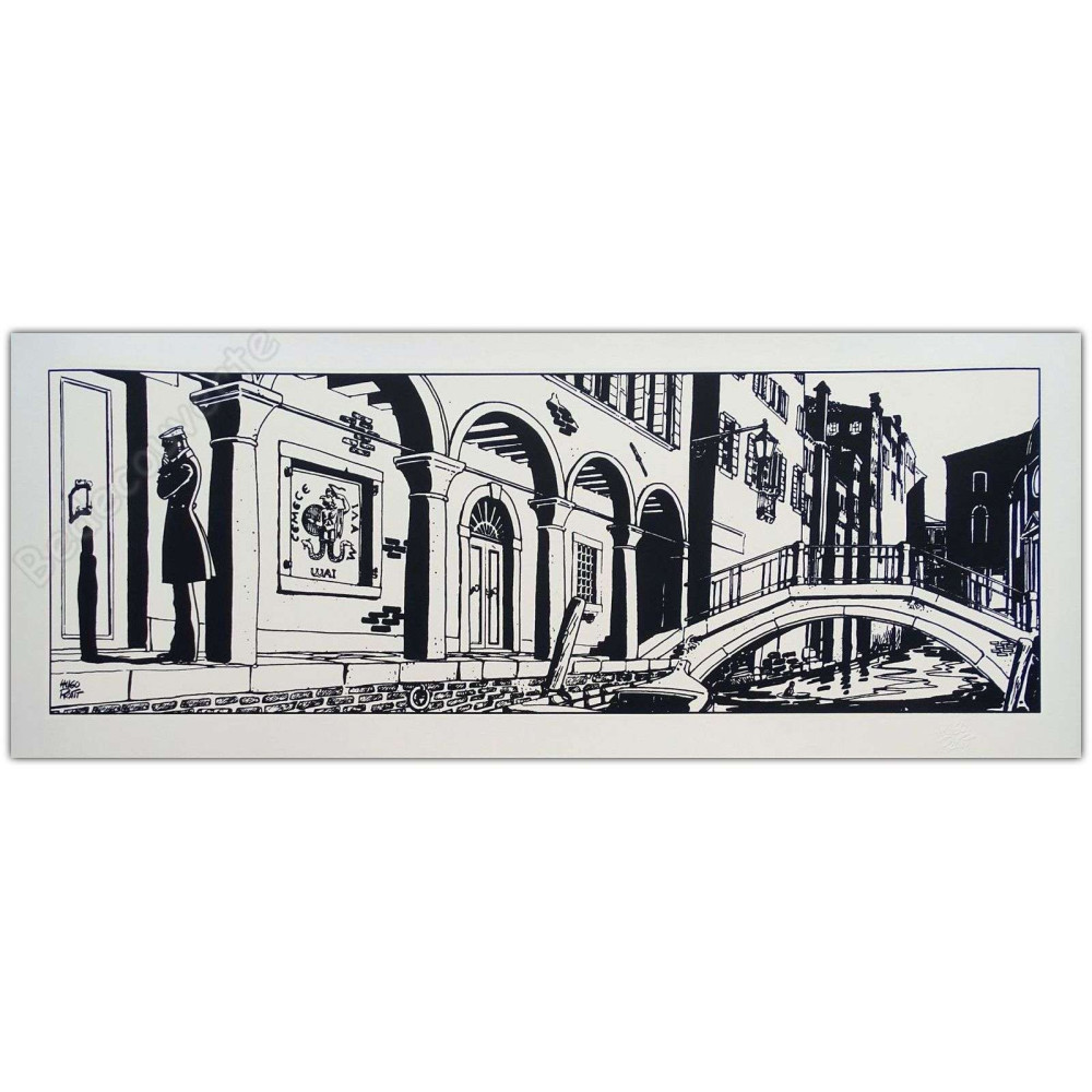 Pratt - Sérigraphie Corto Venise nuit 40x100 cm