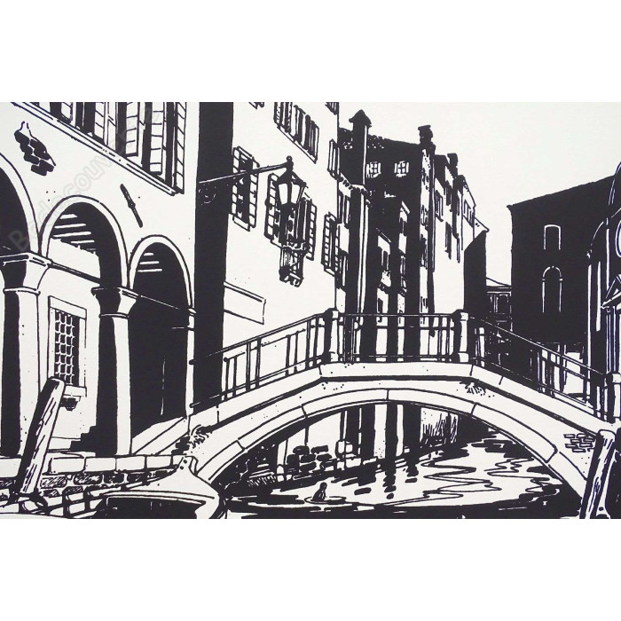 Pratt - Sérigraphie Corto Venise nuit 40x100 cm