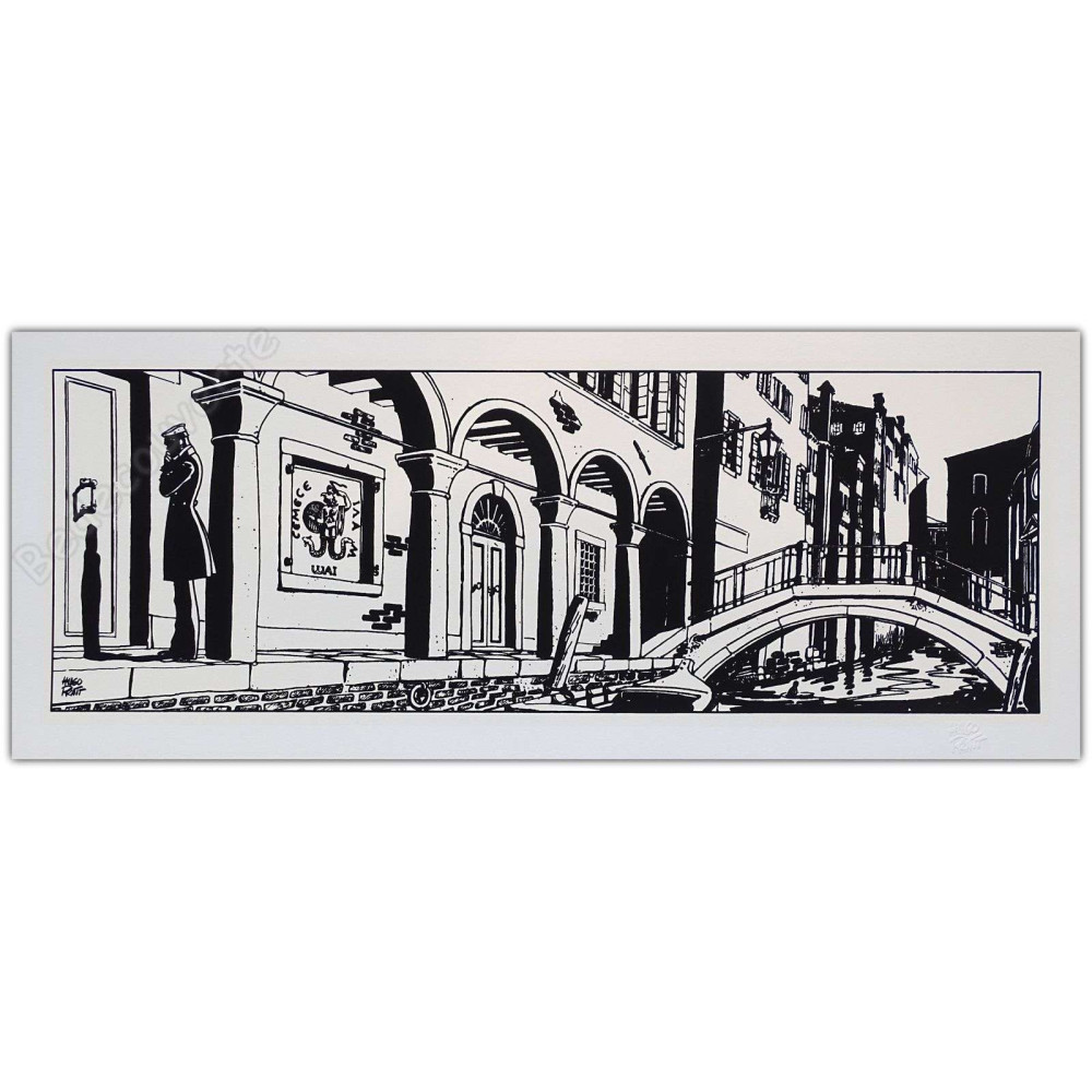 Pratt - Sérigraphie Corto Venise nuit 20x50 cm