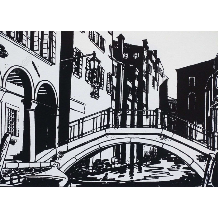 Pratt - Sérigraphie Corto Venise nuit 20x50 cm