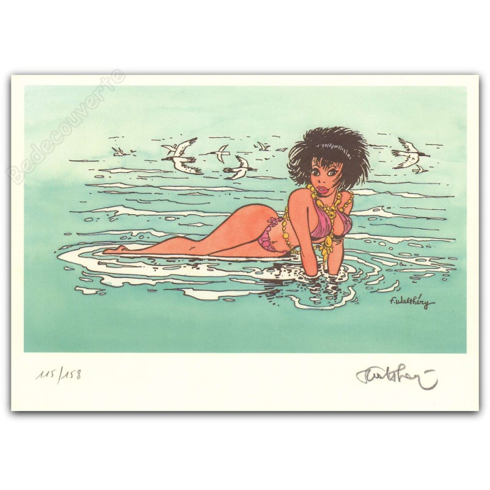 Walthéry - Pin-up dans la mer