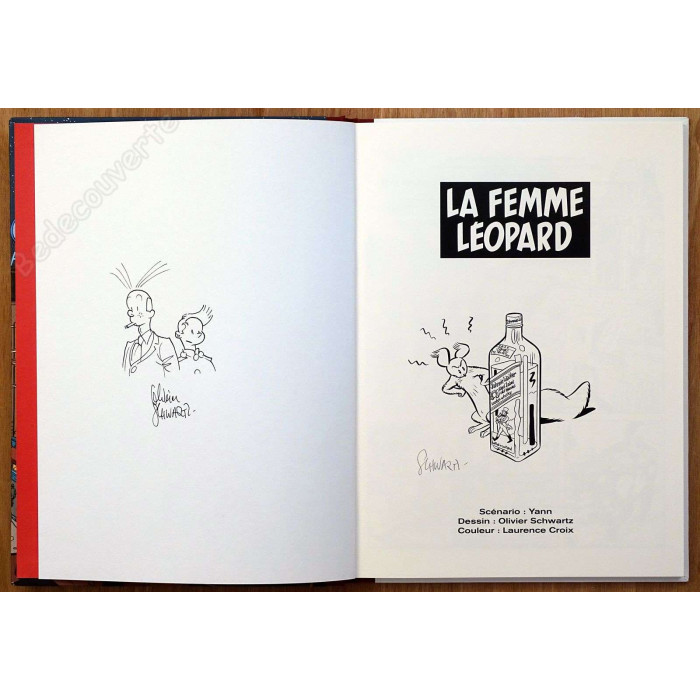 Schwartz - Spirou La Femme Léopard Coffret de deux albums de luxe + Dédicace n°75