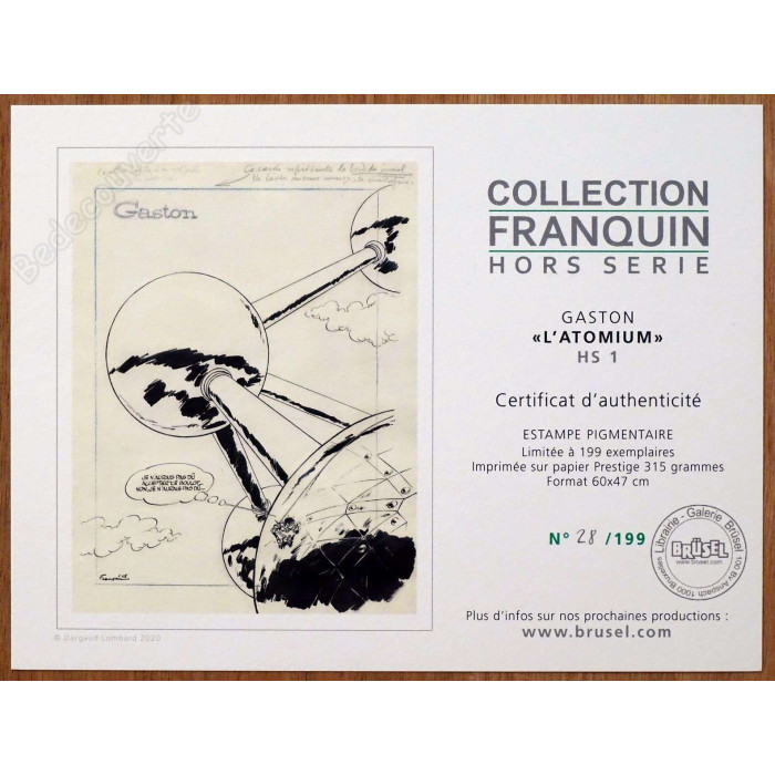 Franquin - Gaston L'Atomium Hors Série Estampe Pigmentaire