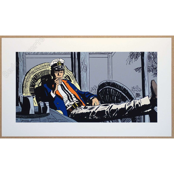 Hugo Pratt - Estampe pigmentaire Corto Maltese Tropiques