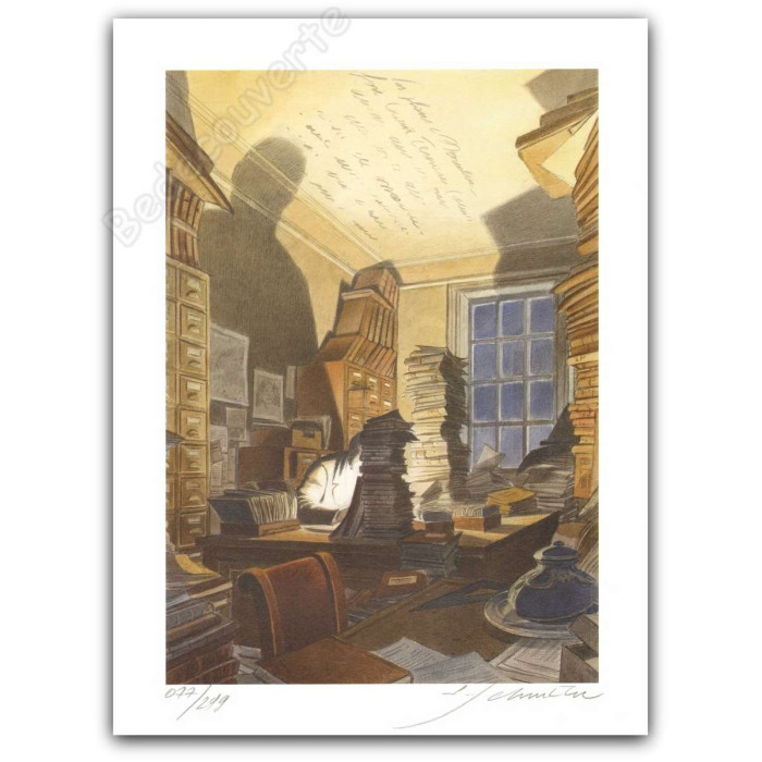 François Schuiten - Bibliothèque Mondaneum numérotée signée 30x40 cm