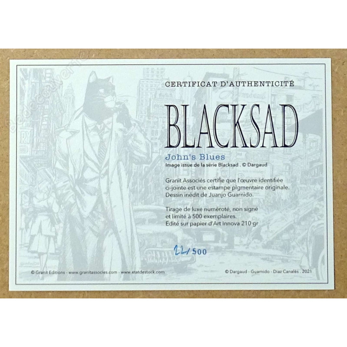 Guarnido - Estampe pigmentaire Blacksad John's Blues