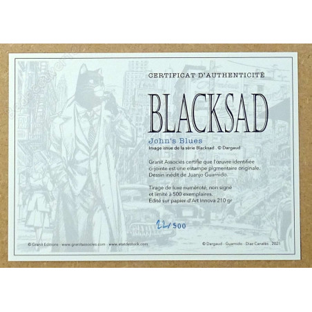 Guarnido - Estampe pigmentaire Blacksad John's Blues