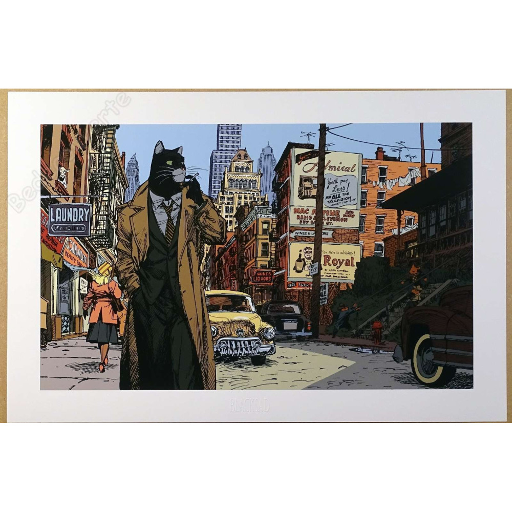 Guarnido - Estampe pigmentaire Blacksad New-York