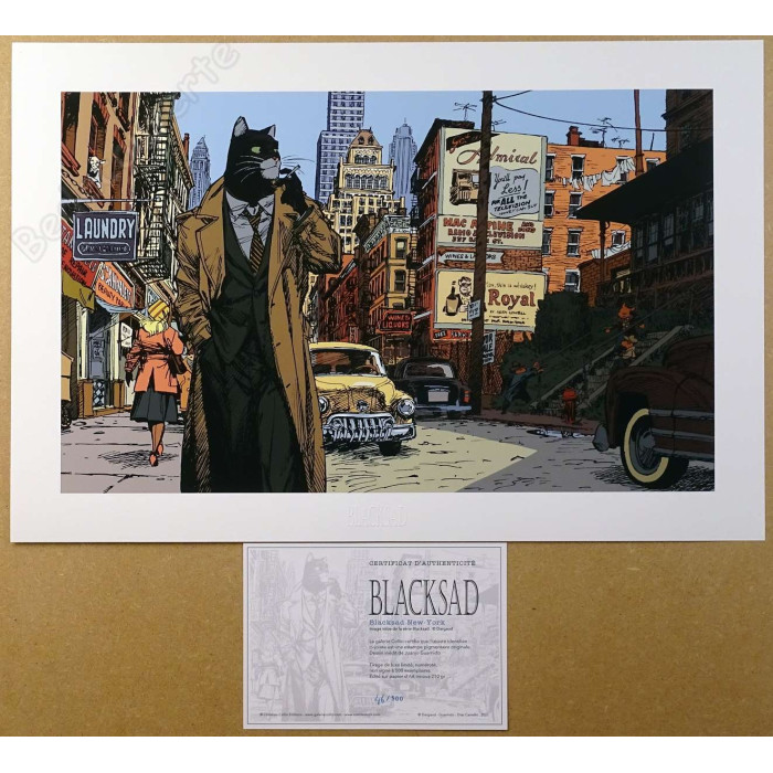 Guarnido - Estampe pigmentaire Blacksad New-York