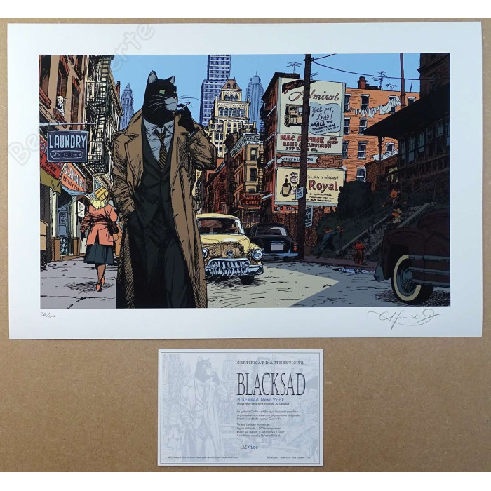 Guarnido - Estampe pigmentaire Blacksad New-York 100ex signée
