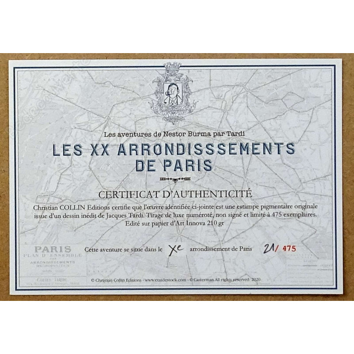Tardi - Estampe pigmentaire Nestor Burma 10ème arrondissement de Paris