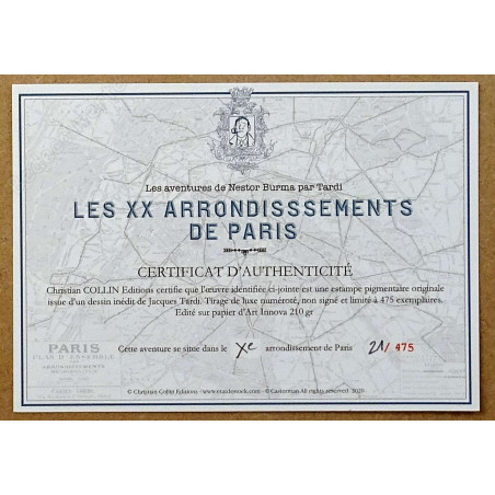 Tardi - Estampe pigmentaire Nestor Burma 10ème arrondissement de Paris