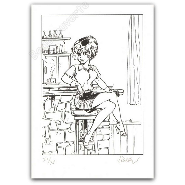 Walthéry - Natacha assise au bar