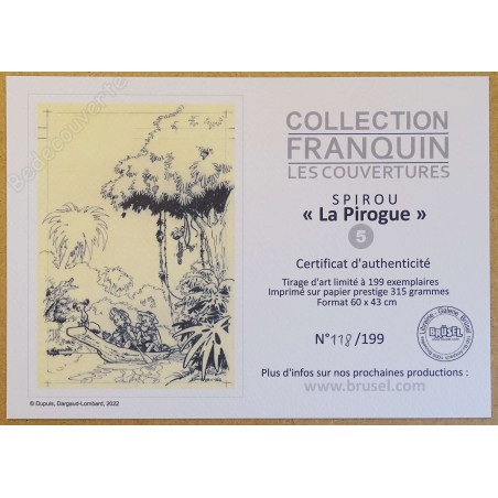 Franquin - Spirou La Pirogue Estampe Pigmentaire