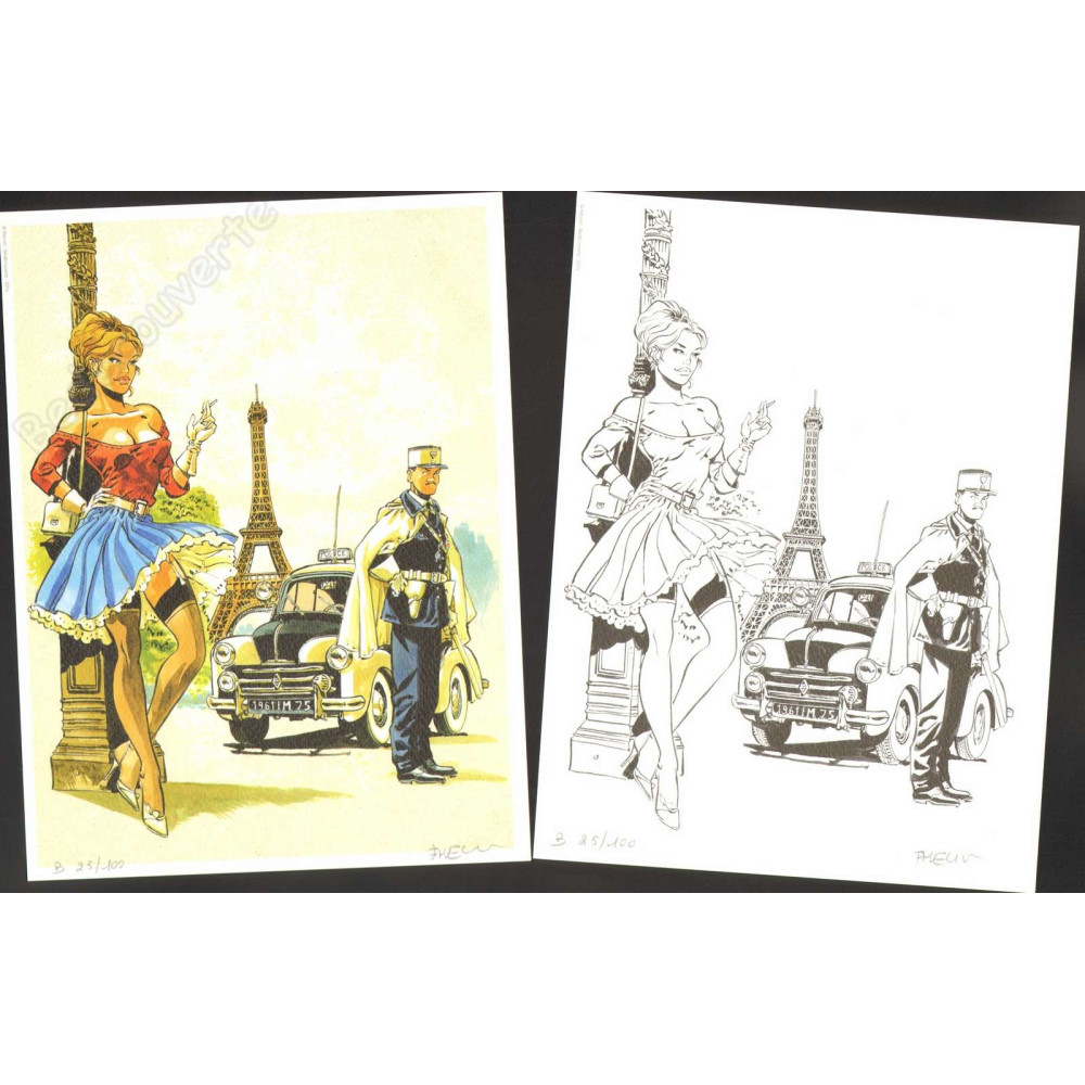 Meynet - Pin-up Paris Tour Eiffel 2016 Duo d'ex-libris