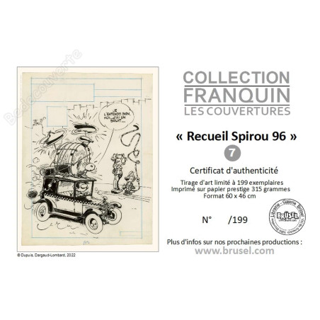 Franquin - Gaston Couverture Recueil Spirou 96 Estampe pigmentaire