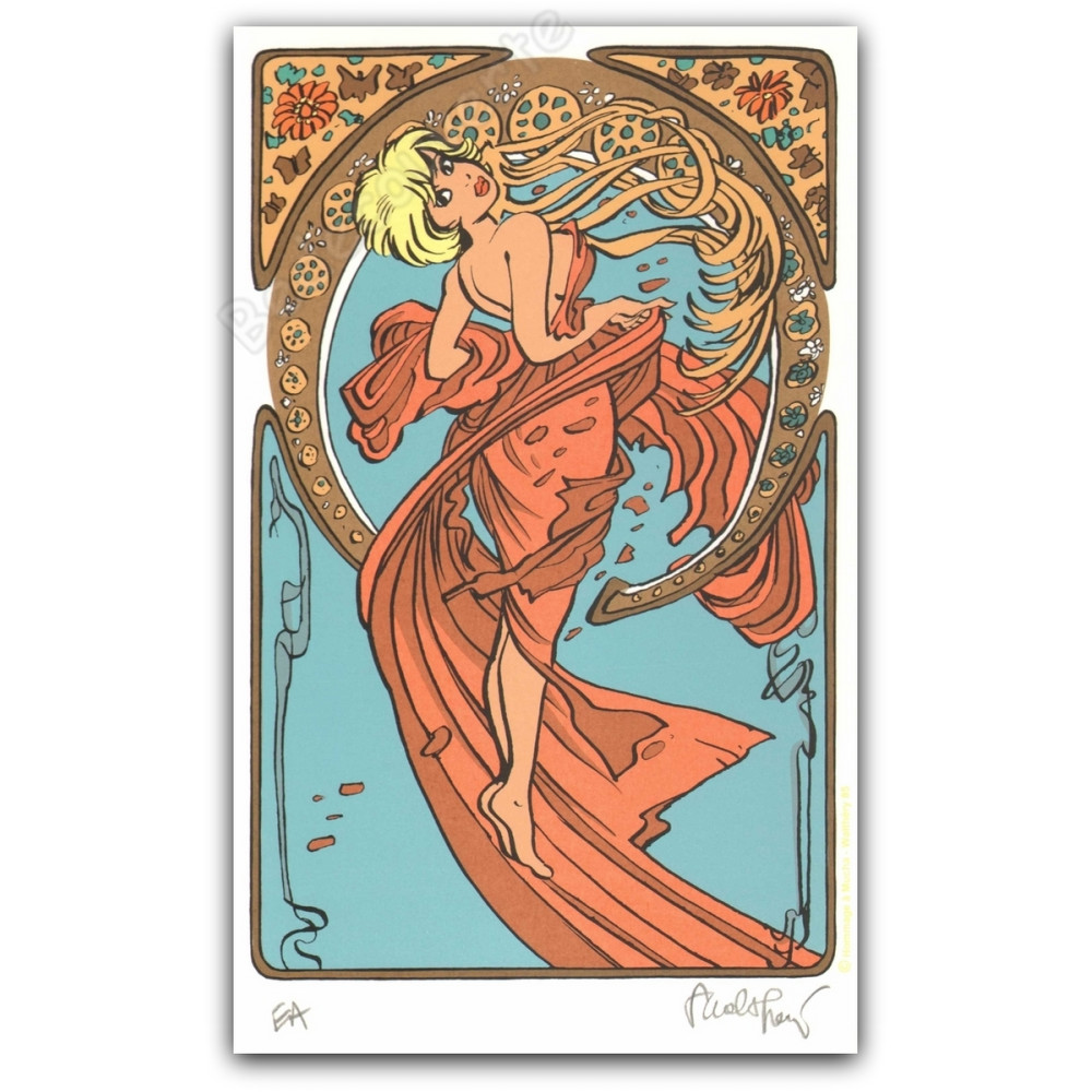 Walthéry - Natacha Hommage à Alfons Mucha Le drap Walthéry - Natacha Hommage à Alfons Mucha Le drap