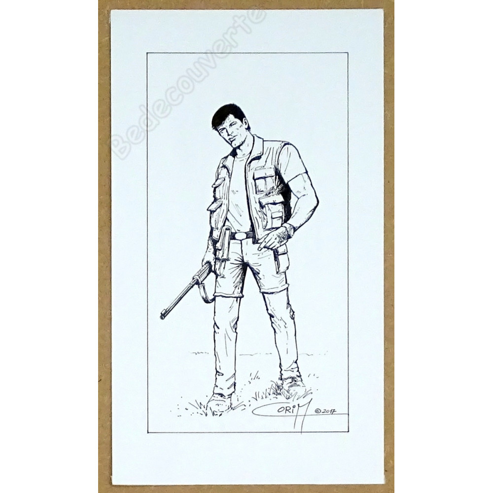 Coria - Dessin Original 2017 Bob Morane 18,9x32,9 cm Coria - Dessin Original 2017 Bob Morane 18,9x32,9 cm