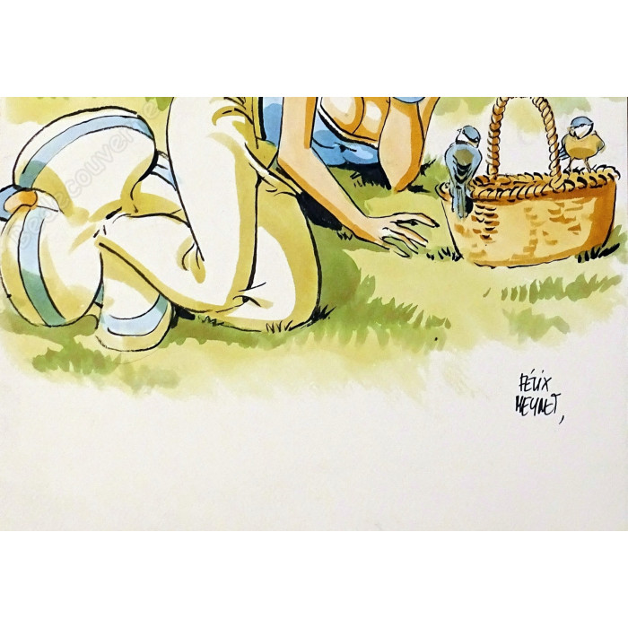 Félix Meynet - Dessin Original Hommage à Falbala 25,1x33 cm