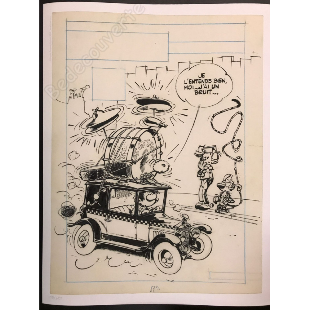 Franquin - Gaston Couverture Recueil Spirou 96 Estampe pigmentaire