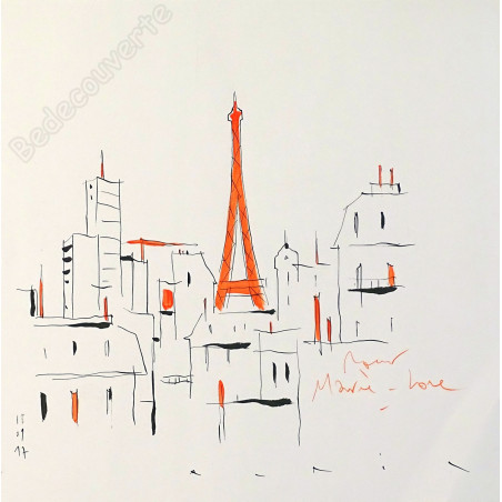 Avril - Dessin Original Paris Tour Eiffel