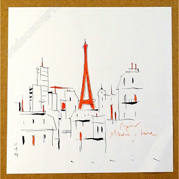 Avril - Dessin Original Paris Tour Eiffel