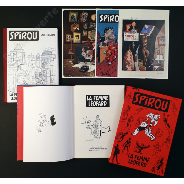 Schwartz - Spirou La Femme Léopard Coffret de deux albums de luxe + Dédicace n°84