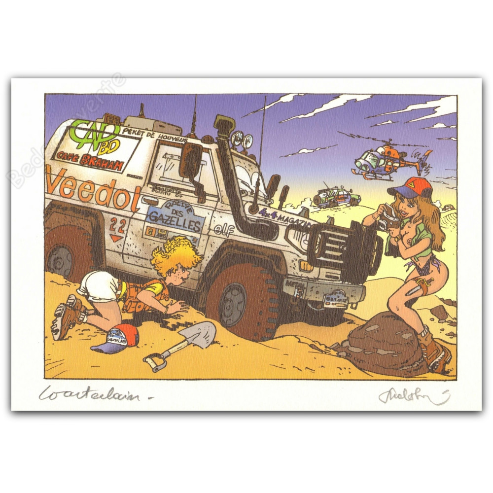 Walthéry - Wasterlain Pin-up et voiture Toyota Land Cruiser