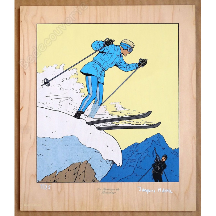 Martin - Sérigraphie sur bois - Skieur n°7/25