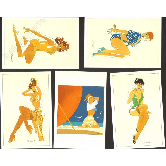 Berthet - Lot de 5 cartes postales Pin-Up