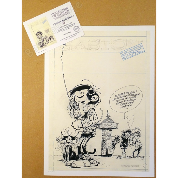 Franquin - Gaston Le Gang des Gaffeurs Etude de Couverture 09 Estampe pigmentaire