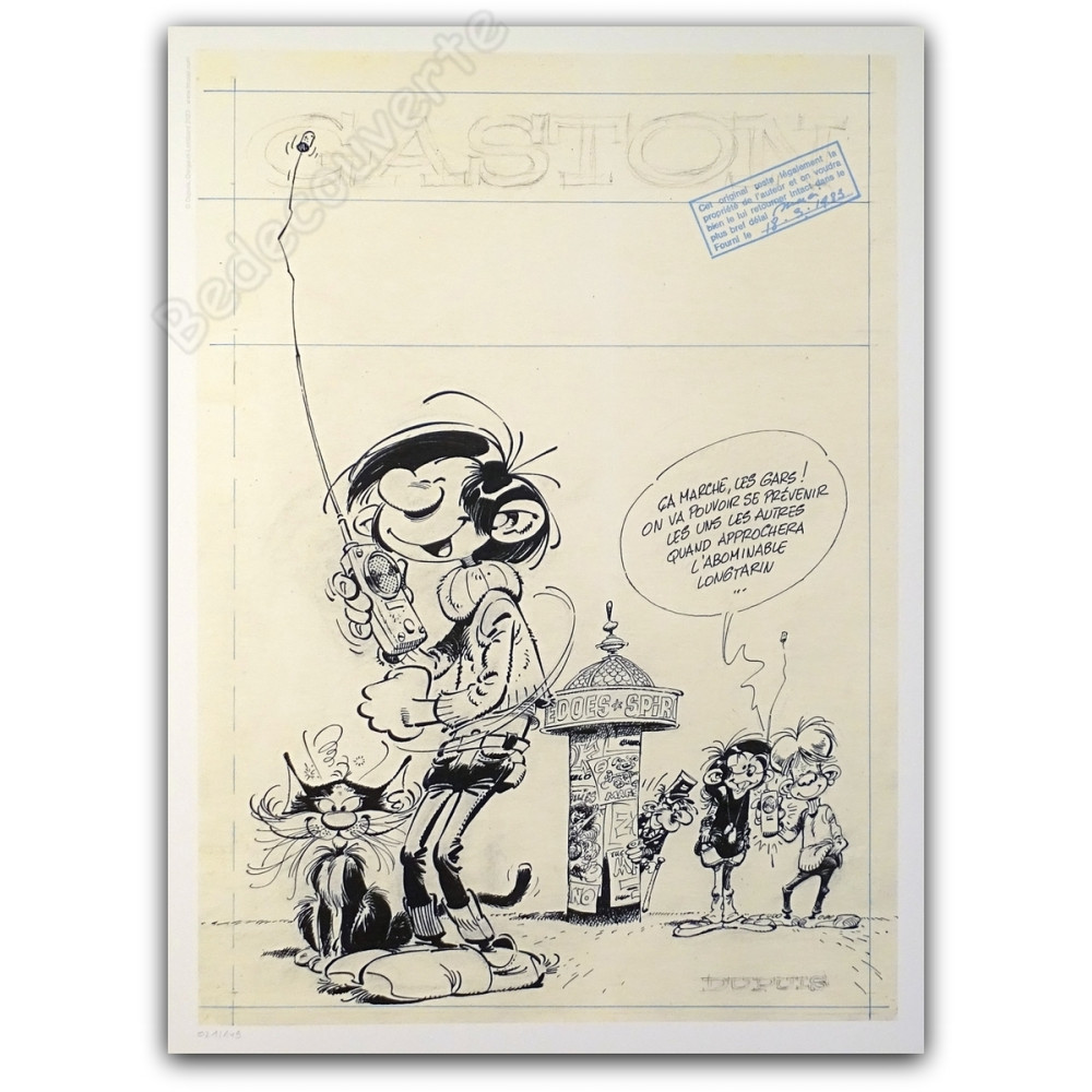 Franquin - Gaston Le Gang des Gaffeurs Etude de Couverture 09 Estampe pigmentaire