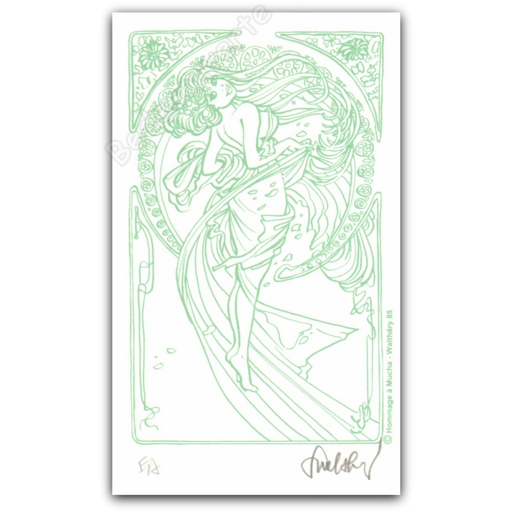 Walthéry - Natacha Hommage à Alfons Mucha Le drap Vert