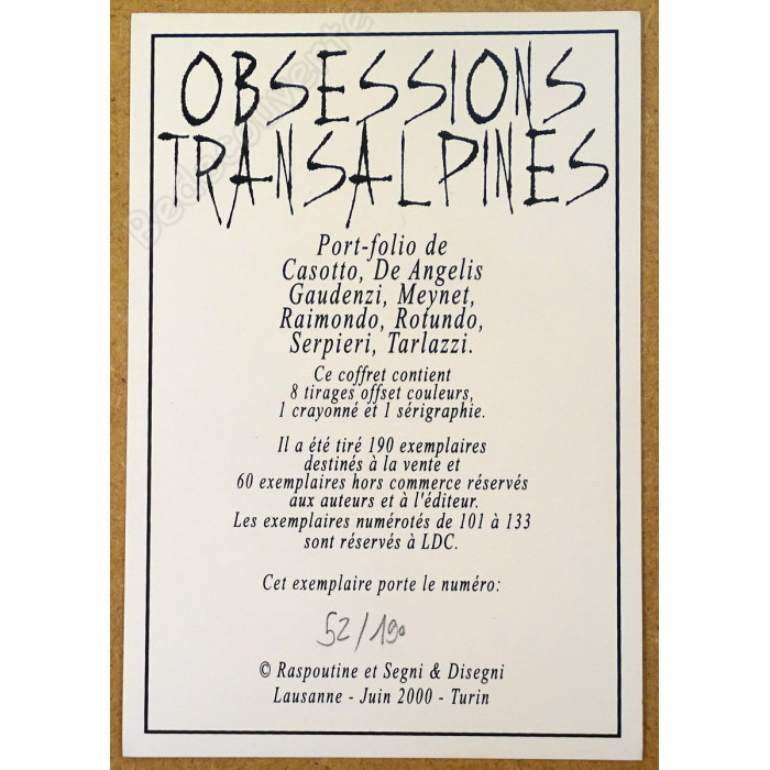 Collectif - Portfolio Obsessions Transalpines Meynet Casotto Serpieri etc