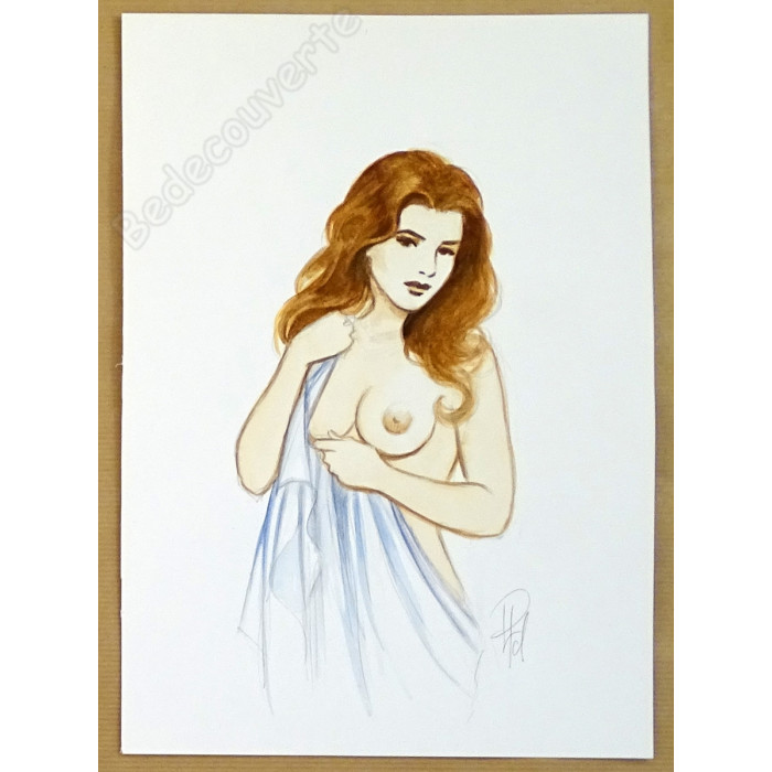 Laurent Paturaud - Dessin Original Femme au drap