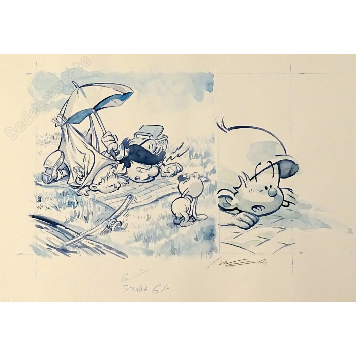 José-Luis Munuera - Dessin Original P'tit Boule et Bill Picnic