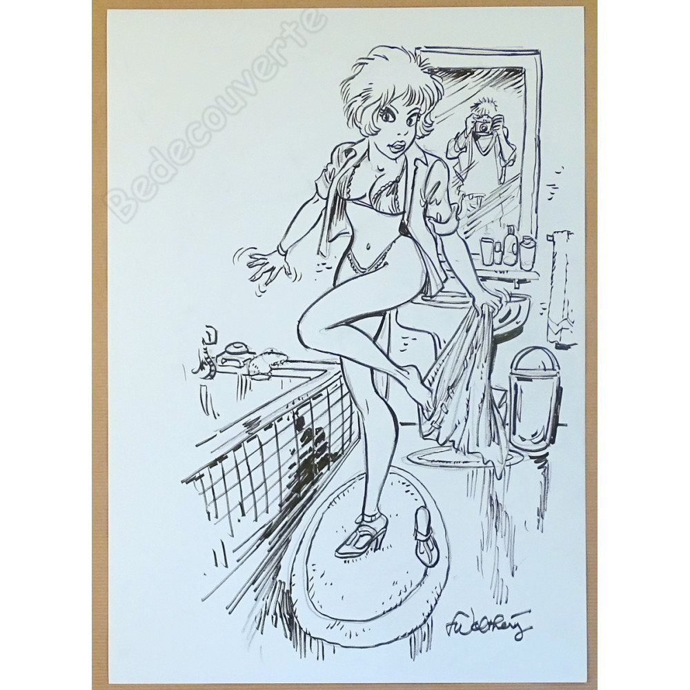 François Walthéry - Dessin Original Natacha Salle de bain 2022