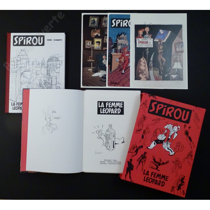 Schwartz - Spirou La Femme Léopard Coffret de deux albums de luxe + Dédicace n°82